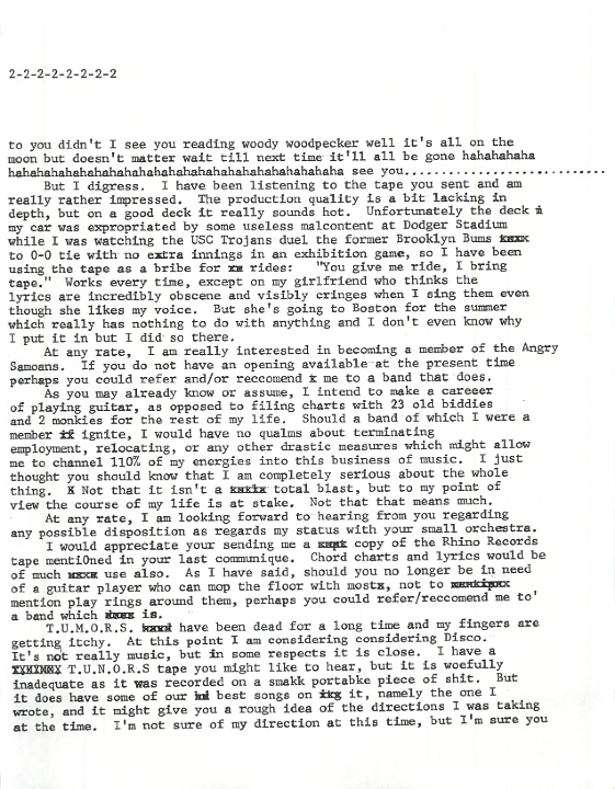 1979-06-24 - P.J. Galligan's Job Application as Lead Guitarist for the ANGRY SAMOANS to Metal Mike Saunders Page 3